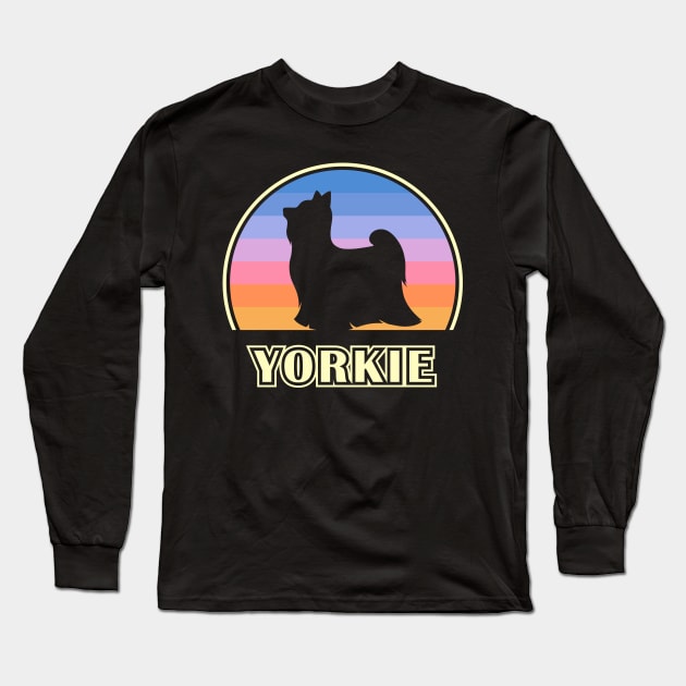 Yorkie Vintage Sunset Yorkshire Terrier Dog Long Sleeve T-Shirt by millersye